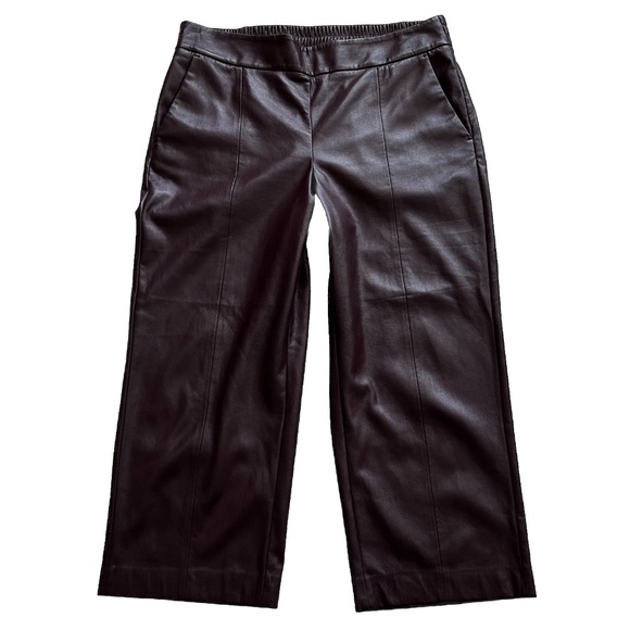 CHICO’S BURGUNDY WINE RED LEATHER CROPPED PULL ON PANTS SIZE 2.5/14 TRENDY - Picture 7 of 7